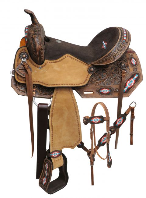 14", 15", 16" Double T  Embroidered saddle set.
