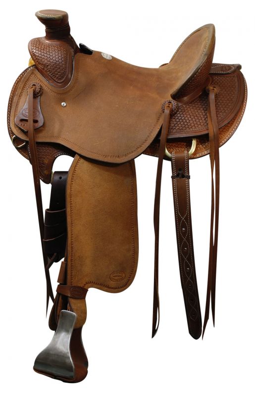 15", 16", 17" Showman™  saddle with braided basket weave tooling