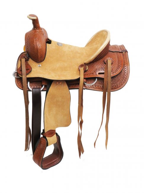 15" Double T  hard seat roper style saddle