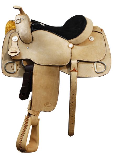 16", 17" Showman™ full rough out leather training saddle with suede seat
