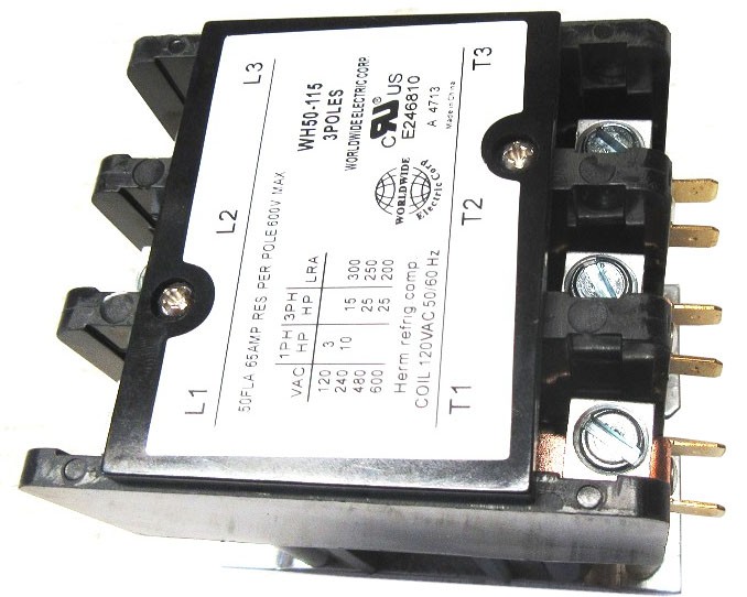 Contactor, 50 amp, 3 pole, 240V AC Coil