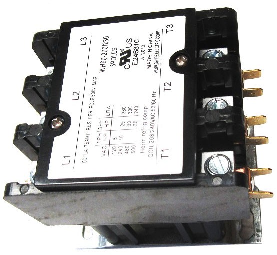 Contactor, 60 amp, 3 pole, 120V AC Coil