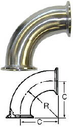 90-Degree Elbow (Clamp/Clamp)--3"