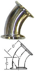 45-Degree Elbow (Clamp/Clamp)--1.5"