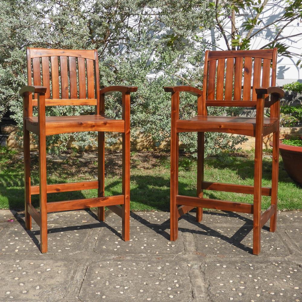 Hialeah Acacia Americana Bar Height Arm Chair (Set of 2)