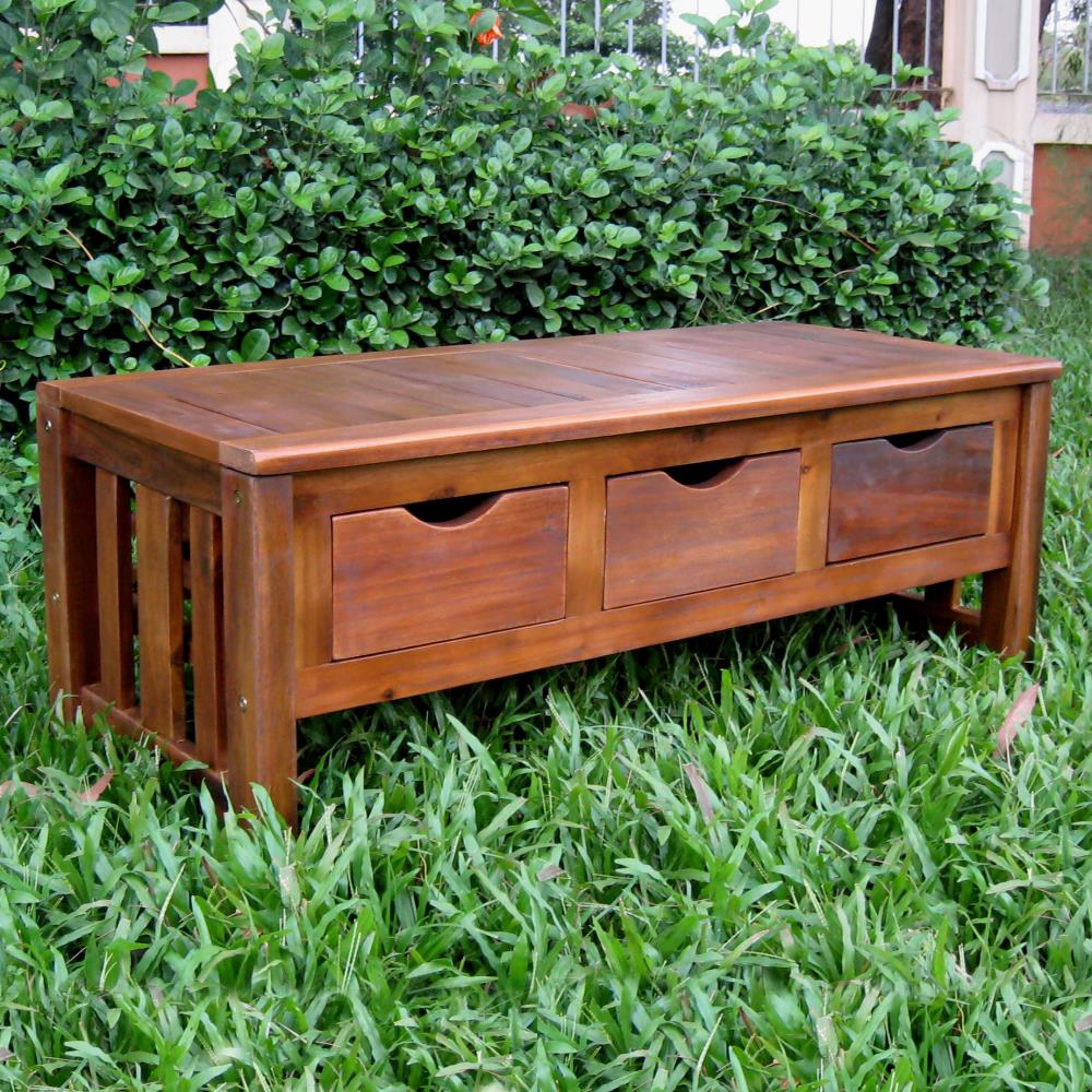 Hialeah Acacia 3-drawer Storage Bench