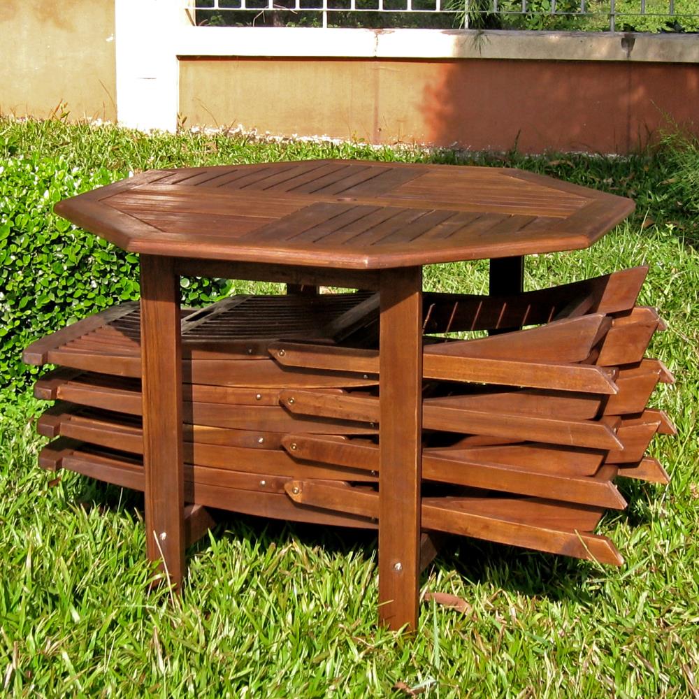 Hialeah Acacia 5-piece Stowaway Patio Furniture Set