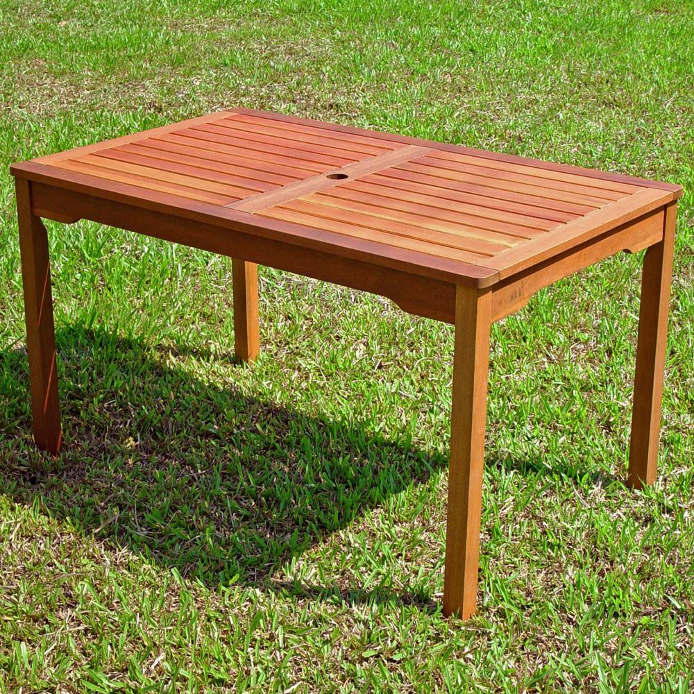 Hialeah Outdoor Acacia Rectangular Dining Table