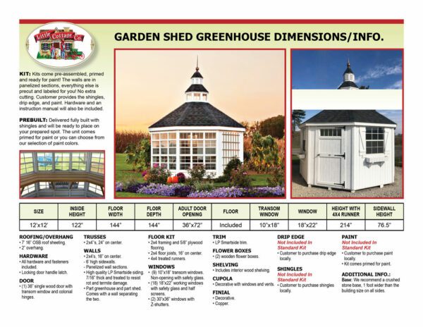 12' x 12' Octagonal Garden Shed Greenhouse
