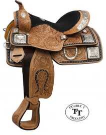 12" Double T fully tooled Youth / Pony show saddle with silver