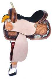 14", 15", 16" Circle S  Barrel Style Saddle with Feather Concho Design