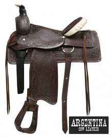 16" Buffalo Argentina cow leather fully tooled roper style saddle