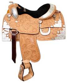 16" Floral tooled Showman™ show saddle with silver horn