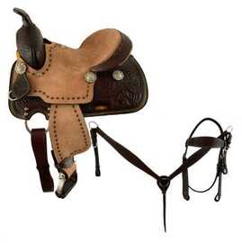 12" Double T  Dark Oil  Youth Pleasure style saddle set with hard seat