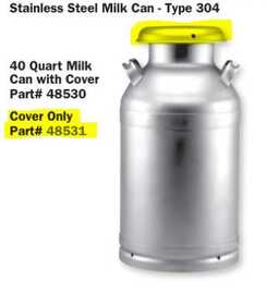 Cover Only for 10 Gallon Brushed Stainless Steel Milk Can