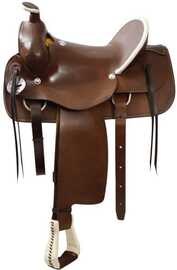 Circle S Roping style saddle with a hard leather seat