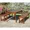 Hialeah Acacia Hardwood 3-Piece Outdoor Dining Set with 2 Benches