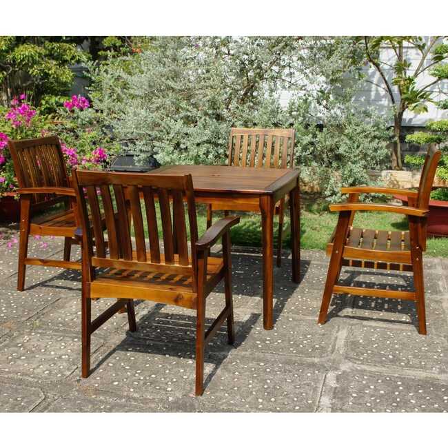 Hialeah Acacia Hardwood 5-Piece Outdoor Dining Set (with Armchairs)