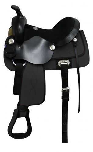 13" Double T  Black Nylon Cordura Saddle with Suede Leather Seat and Leather Jockeys