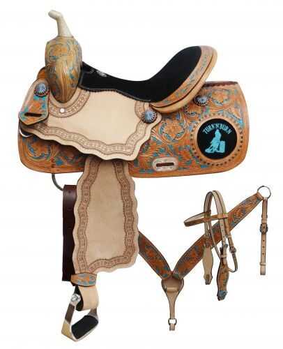 14", 15", 16" Double T barrel saddle set with "Turn 'N' Burn" design