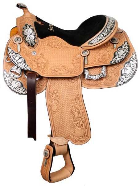 16" or 17" Showman™ show saddle with a combination of large basketweave and oak leaf tooling
