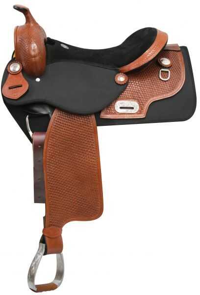 16" Double T Cordura Saddle with Basket Tooled Leather Accents