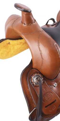 16" Circle S Trail Saddle with barbwire trim.