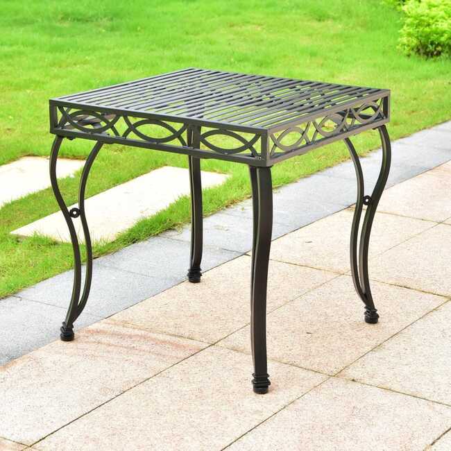 Sutton Iron 22" Square Side Table - Antique Black
