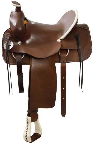 Circle S Roping style saddle with a hard leather seat