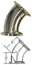 45-Degree Elbow (Clamp/Clamp)--3"