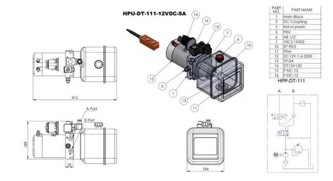 12 Volt DC Single Acting Dump Trailer Hydraulic Pump 6 QTs