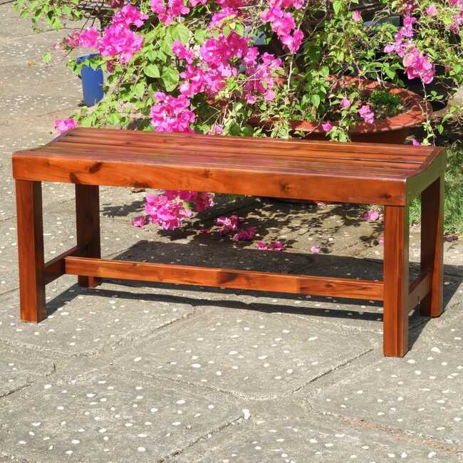 Hialeah Acacia Americana 42" Backless Bench with Contoured Seat