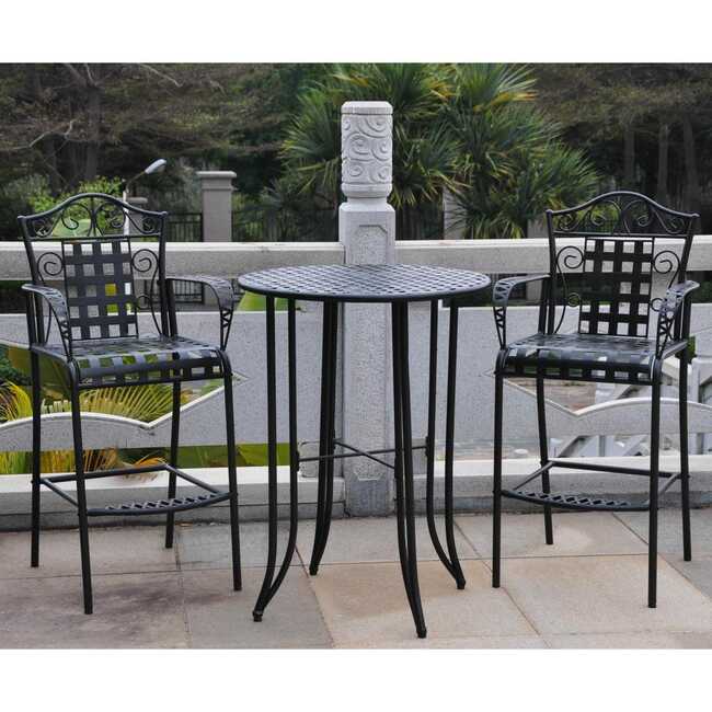 Madison Iron Bar-height 3-Piece Bistro Set (Available in 4 Colors)