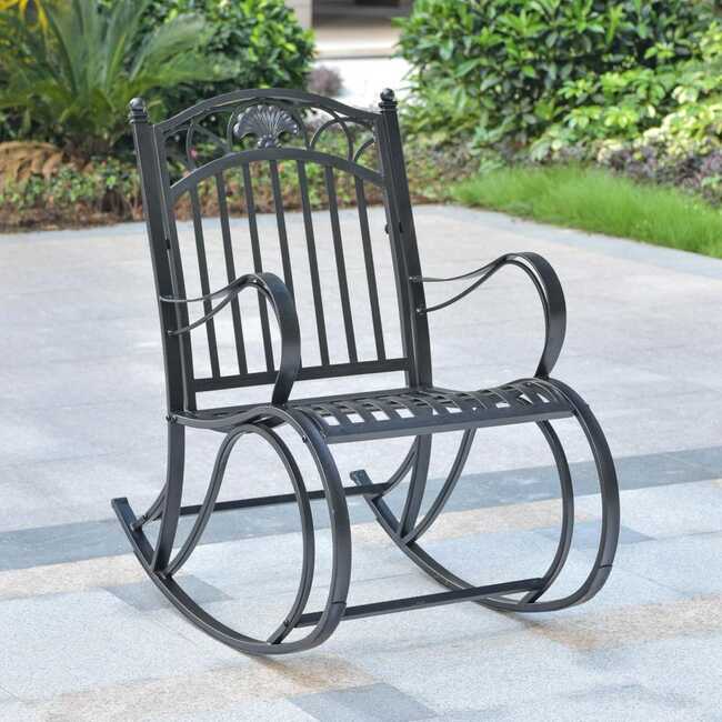 Sutton Iron Rocking Chair - Antique Black
