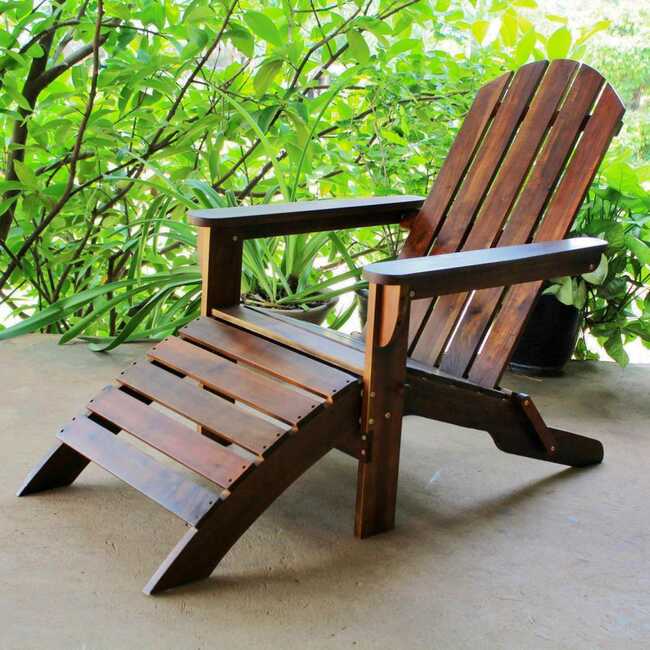 Hialeah Adirondack Chair with Attached Footrest