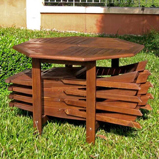 Hialeah Acacia 5-piece Stowaway Patio Furniture Set