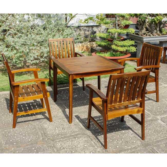 Hialeah Acacia Hardwood 5-Piece Outdoor Dining Set (with Armchairs)