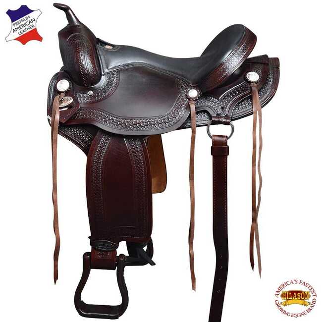 Hilason Gaited Western American Leather Flex Trail Horse Saddle - 16"