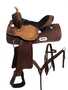 12" Double T Youth barrel style saddle set with zigzag, basket weave and floral tooling