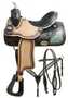 15", 16" Double T barrel saddle set with teal filigree inlay