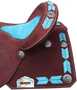 15", 16" Circle S Barrel Style Saddle with turquoise leather laced arrow trim