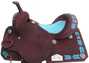 15", 16" Circle S Barrel Style Saddle with turquoise leather laced arrow trim