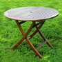 Hialeah Acacia 38" Round Folding Table with Curved Legs