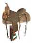 12" Double T Barrel Style Saddle with Micro Flower Tooling and Buck Stitch