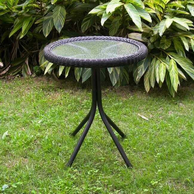 Malabar Resin Wicker/Steel Bistro Table with Glass Top (5 Colors Available)